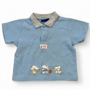 Vintage My Pal “8-Ball Buddies” Polo Shirt – 18M Blue Toddler Top elephants